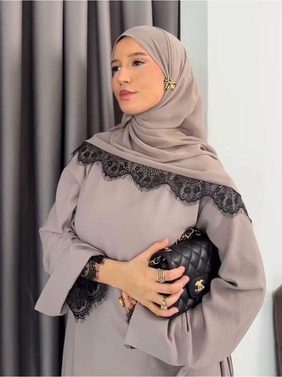 The Unbranded Brand Dresses & Skirts - Two Piece Nida Abaya Set w/Lace Trim + Chiffon Shayla – Size Small – Modest Wear